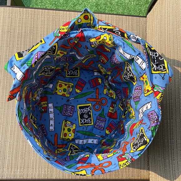 HANDMADE BACK TO SCHOOL FABRIC PRINT COLLAPSIBLE BASKET OR BAG - Picture 3 of 7